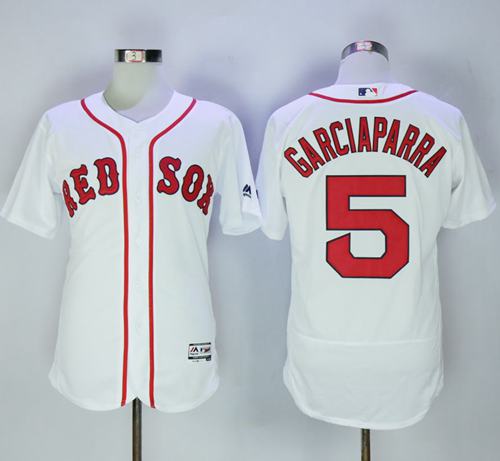 Red Sox #5 Nomar Garciaparra White Flexbase Authentic Collection Stitched MLB Jersey